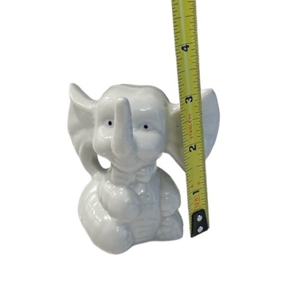 Vintage Elephant Figurine Glazed Ceramic Baby Nursery Decor Ring Holder - Picture 9 of 9